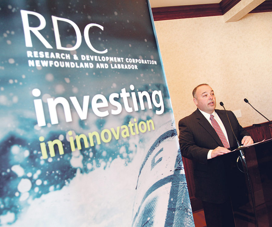 Terry French, minister responsible for the Research & Development Corp. (RDC), announced funding for business-led research and development initiatives at Oceans Ltd. in St. John’s Wednesday. — Photo by Rhonda Hayward/The Telegram
